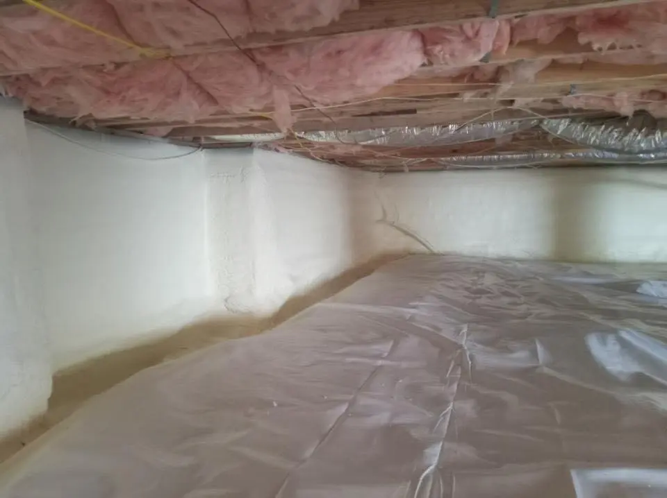 Crawl space encapsulation with closed-cell spray foam for Commercial Roof Restoration in Weatherford